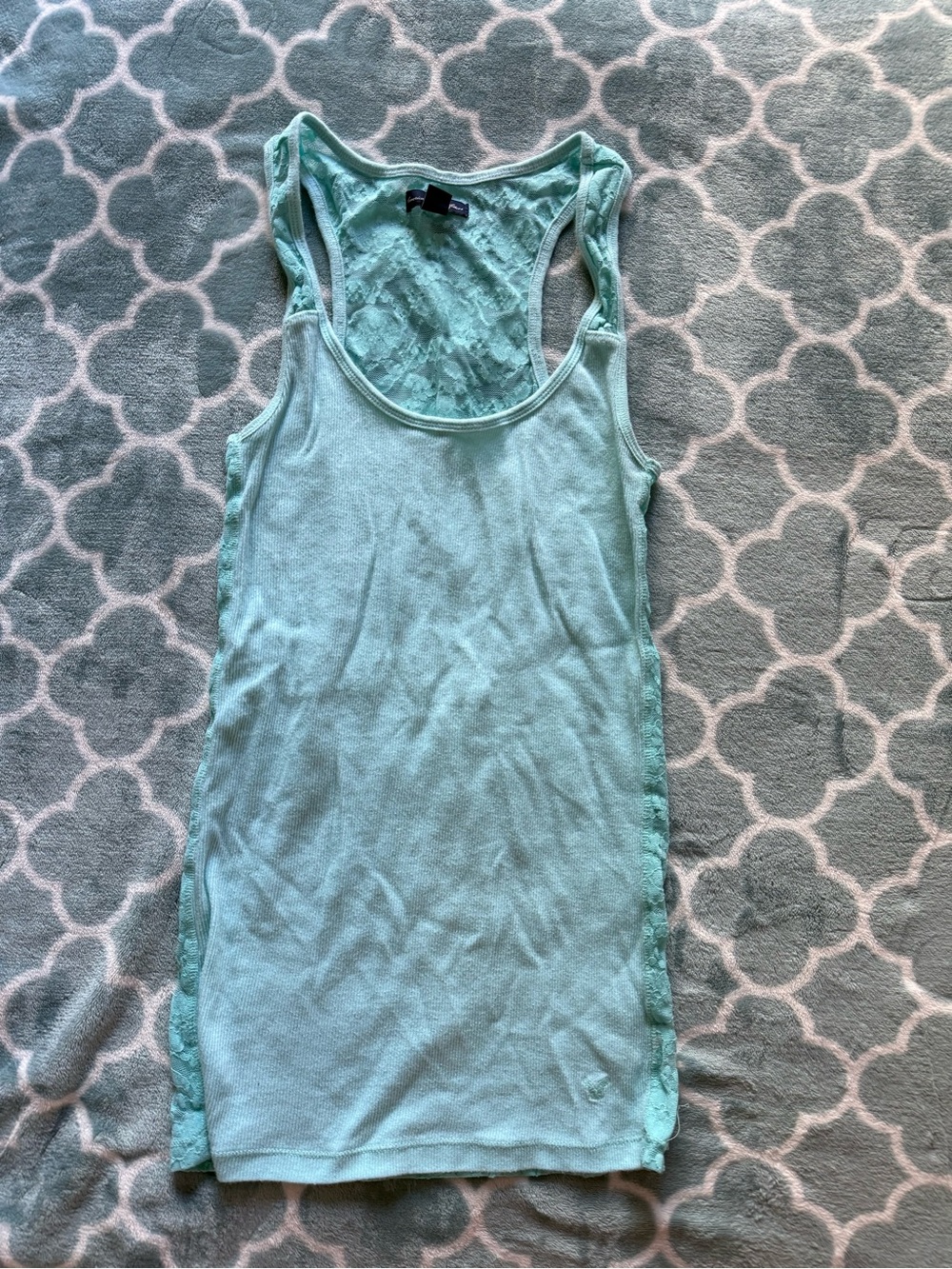 American Eagle Lace-Back Light Blue Racerback Tank Top - Women